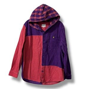 Teddy Fresh Colorblock Corduroy Hoodie Shirt Jacket Streetwear Size XL